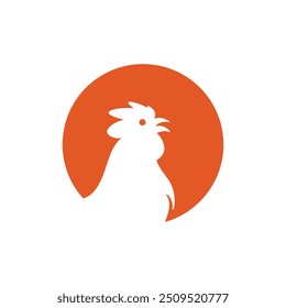 rooster crowing in circle livestock concept logo design vector flat