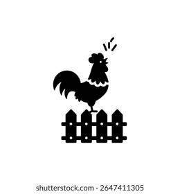 Rooster Crowing on Fence with Proud and Loud Morning Pose