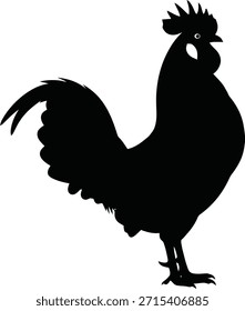 Ilustración vectorial de silueta de crowing de gallo para pollo fresco de granja y conceptos de alarma matutina.