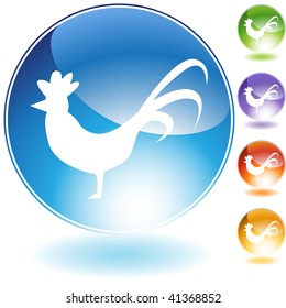 Rooster crystal icon isolated on a white background.