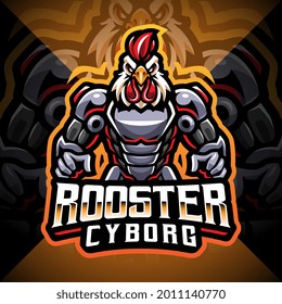 Rooster cyborg mascot logo design