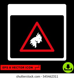 Rooster Danger Calendar Page icon. Vector EPS illustration style is flat iconic bicolor symbol, red and white colors.