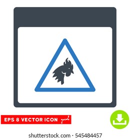 Rooster Danger Calendar Page icon. Vector EPS illustration style is flat iconic bicolor symbol, smooth blue colors.