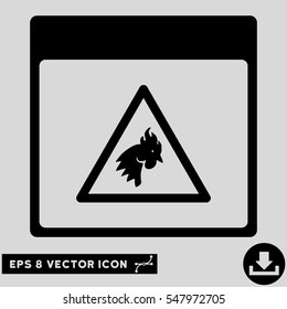 Rooster Danger Calendar Page icon. Vector EPS illustration style is flat iconic symbol, black color.