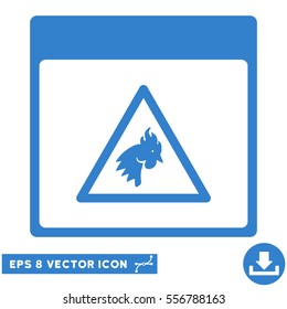 Rooster Danger Calendar Page icon. Vector EPS illustration style is flat iconic symbol, cobalt color.