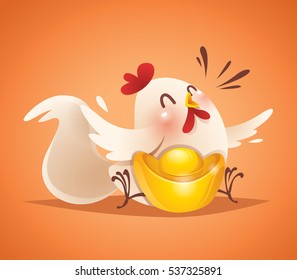 Rooster design with chinese gold. Chinese New Year.