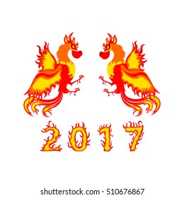 Rooster design Chinese New Year 2017 symbol isolated on a white background .