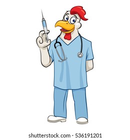 Rooster doctor anesthetist vector illustration