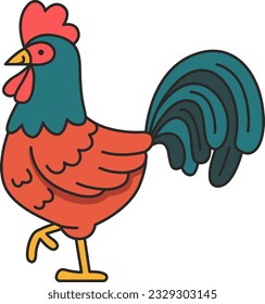 rooster doodle icon isolated on white background vector illustration.