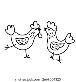 ROOSTER in Doodle, einfacher Stil auf weißem Hintergrund