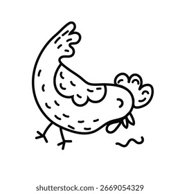 ROOSTER in doodle simple style on white background illustration