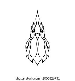 Rooster in doodle style on white background.