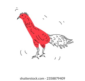 rooster in doodle style on white background