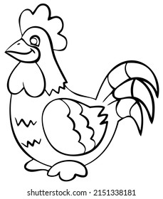 Rooster. Elemento para colorear página. Estilo de caricatura.