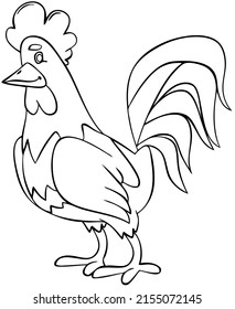 Rooster. Elemento para colorear página. Estilo de caricatura.