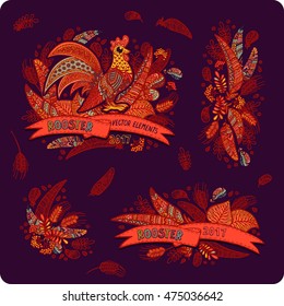Rooster. Elements for design. Vector.
