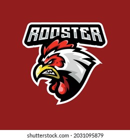 Rooster Esport illustration, Chicken Head Mascot Sport Gaming Team Vector Logo