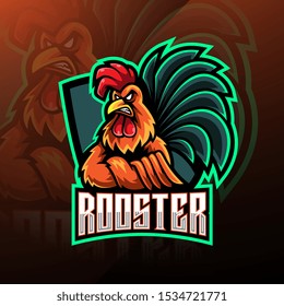 Rooster esport mascot logo design