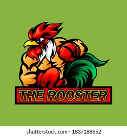 Rooster esport sport mascot logo design boxing martial arts	