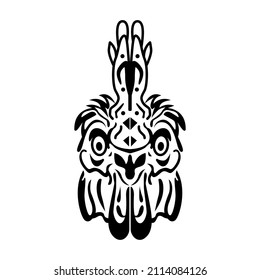 Rooster con fondo blanco. Signo de zodiaco chino estilizado de cabeza de gallo.