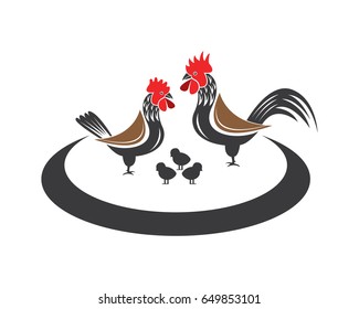 Rooster And Family Logo