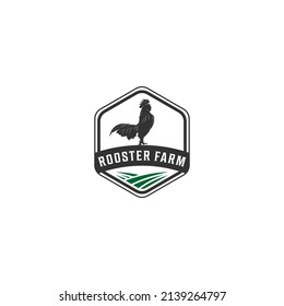 rooster farm logo template vector, icon in white background