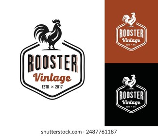 rooster farm vector logo. white background