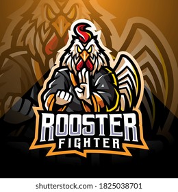 Rooster fighter esport mascot logo design