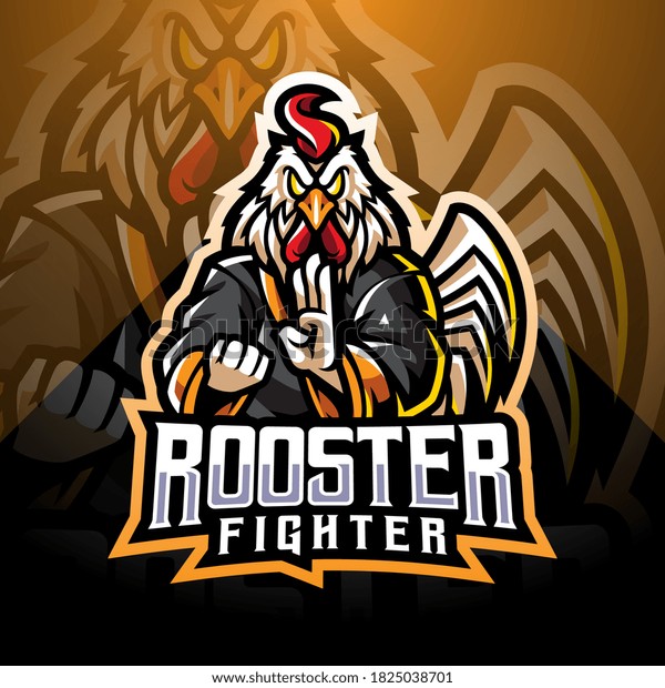 Rooster Fighter Esport Mascot Logo Design Stock Vector (Royalty Free ...