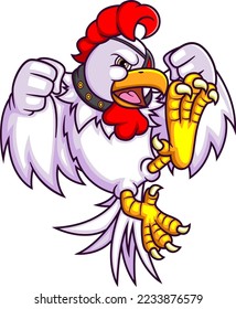 The rooster fighter jumping of illustration