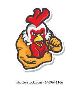 rooster fighter vector illustration sticker