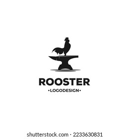 	
rooster with Film Old Anvil logo design on isolated background