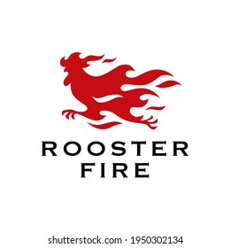 rooster fire chicken flame logo vector icon illustration