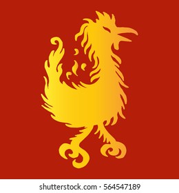 Rooster Fire Silhouettes Mascot Design