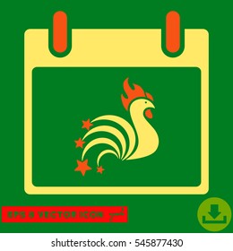 Rooster Fireworks Calendar Day icon. Vector EPS illustration style is flat iconic bicolor symbol, orange and yellow colors.