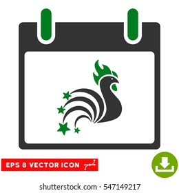 Rooster Fireworks Calendar Day icon. Vector EPS illustration style is flat iconic bicolor symbol, green and gray colors.