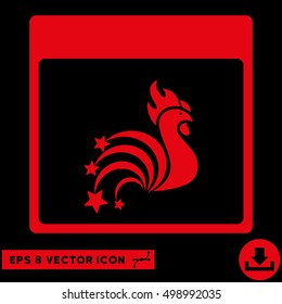 Rooster Fireworks Calendar Page icon. Vector EPS illustration style is flat iconic symbol, red color.