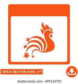 Rooster Fireworks Calendar Page icon. Vector EPS illustration style is flat iconic symbol, orange color.