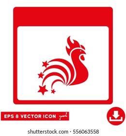 Rooster Fireworks Calendar Page icon. Vector EPS illustration style is flat iconic symbol, red color.