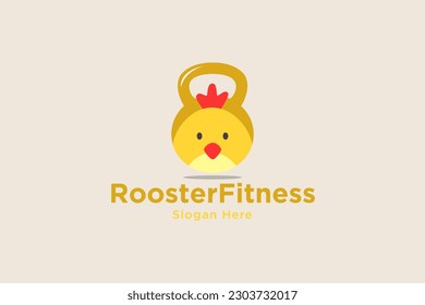 Rooster Fitness logo design template element vector suitable for fitness business kids vector