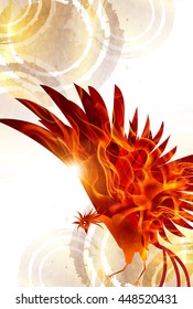 Rooster flame New Year's card background