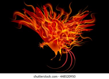 Rooster flame New Year's card background