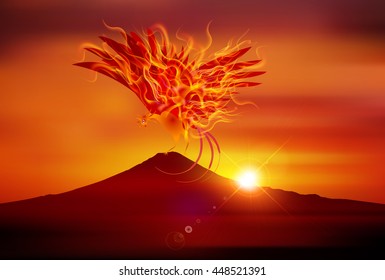 Rooster flame New Year's card background