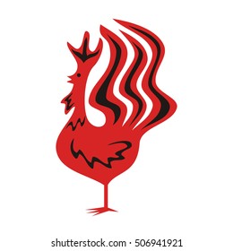Rooster. Flame. Symbol of 2017 year. Vector illustration.