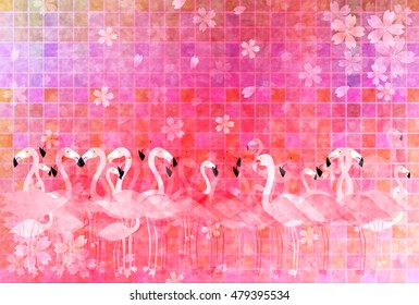 Rooster Flamingo New Year's card background