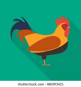 rooster flat icon. You can be used rooster icon for several purposes like: websites, UI, UX, print templates, promotional materials, info-graphics, web and mobile phone apps.