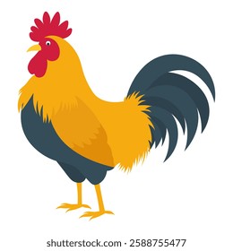 Rooster in flat style. Vector illustration of an animal on a farm