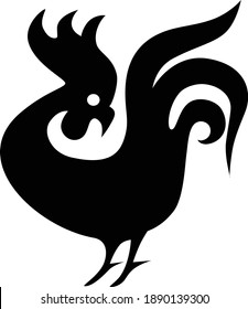 Rooster is a flightless bird. Silhouette, sign, logo. Vector illustration