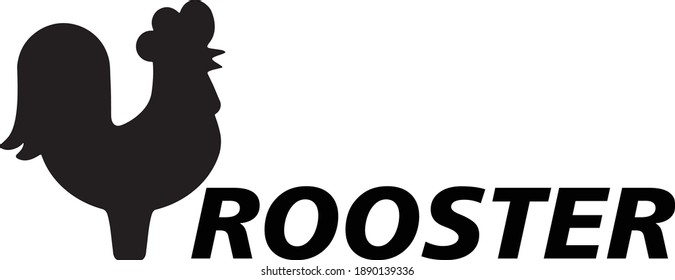 Rooster is a flightless bird. Silhouette, sign, logo. Vector illustration