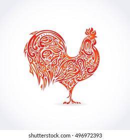 Rooster of floral pattern / decorative symbol of chinese new year / chicken / cock